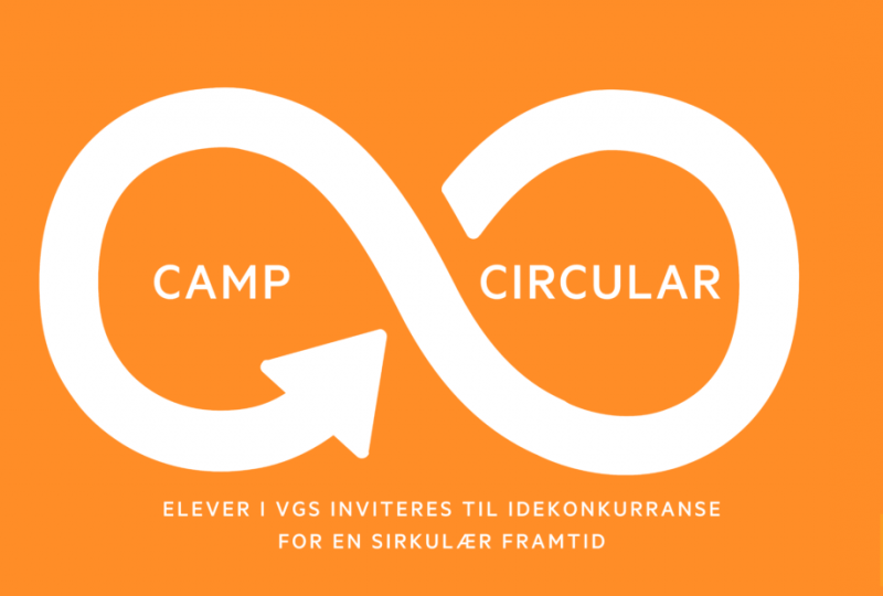 Logoen til Camp Circular: En pil krøllet som et liggende åttetall, som symboliserer sirkulasjon.